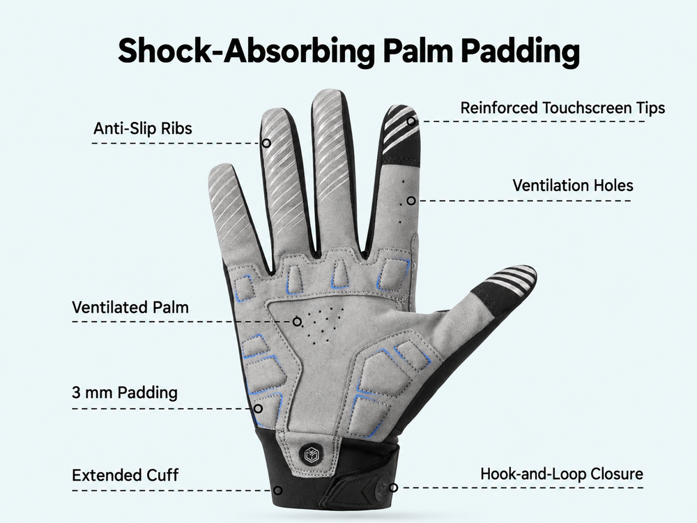 Padded where the bar meets your palm.