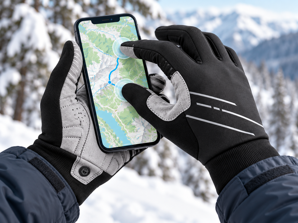 Phone on, gloves on.