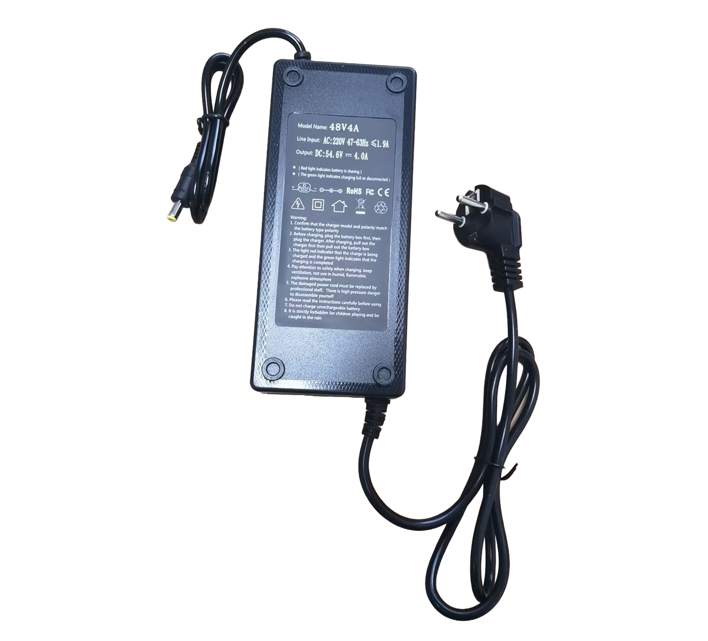 48V 4A E-Bike Battery Charger – 54.6V Output, EU Plug | Fits Kimdyma K01 / K02 / K03